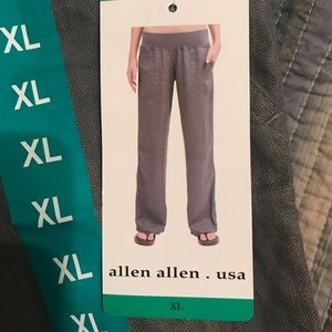 Allen Allen linen  New pants olive grey cotton XL